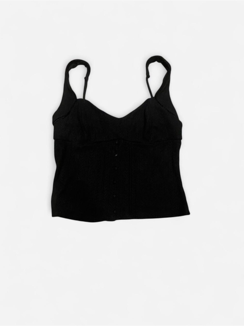 Lulus Black Smocked Tank Top Sleeveless Blouse with button detail size L